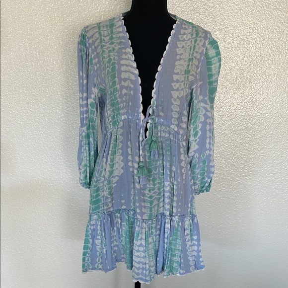 blue island Other - Blue Island Green and Blue Tie-Dye Swim Coverup